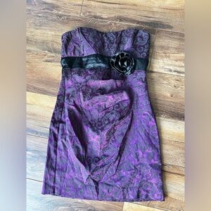 Elegant Purple Strapless Dress with Black Accents